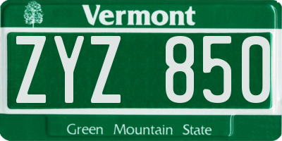 VT license plate ZYZ850