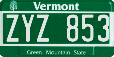 VT license plate ZYZ853