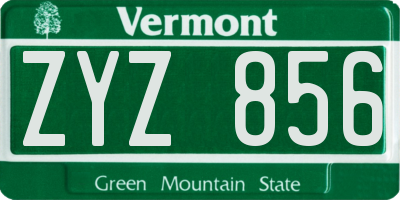 VT license plate ZYZ856