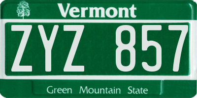 VT license plate ZYZ857