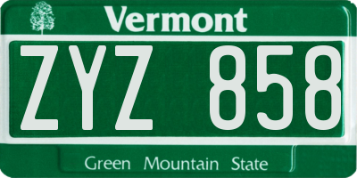 VT license plate ZYZ858