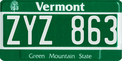 VT license plate ZYZ863