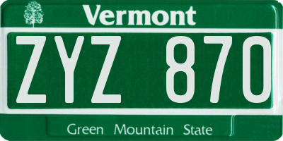 VT license plate ZYZ870