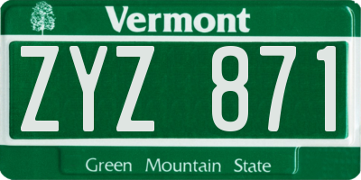 VT license plate ZYZ871