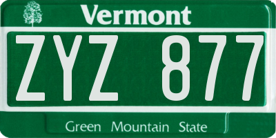 VT license plate ZYZ877