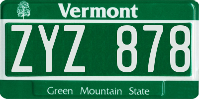 VT license plate ZYZ878