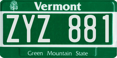 VT license plate ZYZ881