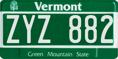 VT license plate ZYZ882