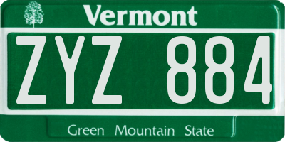 VT license plate ZYZ884