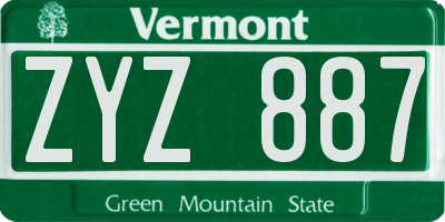 VT license plate ZYZ887