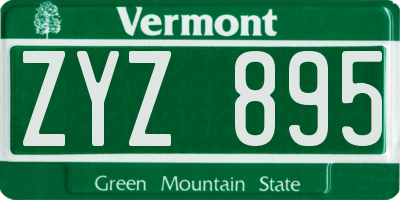 VT license plate ZYZ895