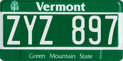 VT license plate ZYZ897