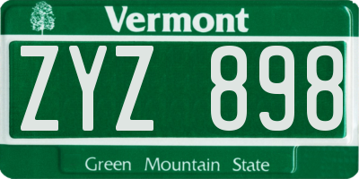 VT license plate ZYZ898