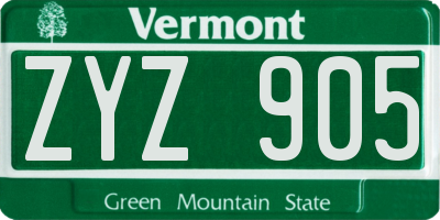 VT license plate ZYZ905