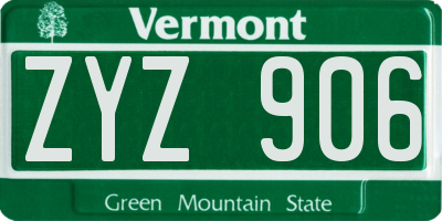 VT license plate ZYZ906