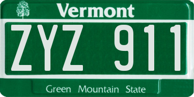 VT license plate ZYZ911