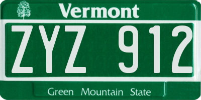 VT license plate ZYZ912