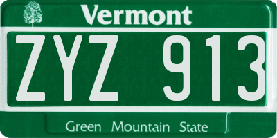 VT license plate ZYZ913
