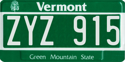 VT license plate ZYZ915