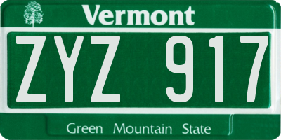 VT license plate ZYZ917