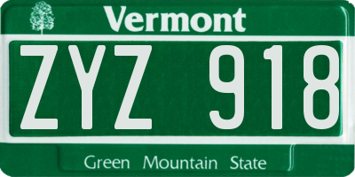 VT license plate ZYZ918