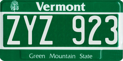 VT license plate ZYZ923