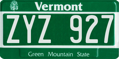 VT license plate ZYZ927