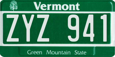 VT license plate ZYZ941