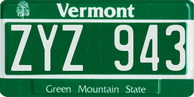 VT license plate ZYZ943