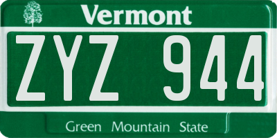 VT license plate ZYZ944