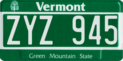 VT license plate ZYZ945
