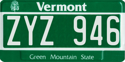 VT license plate ZYZ946