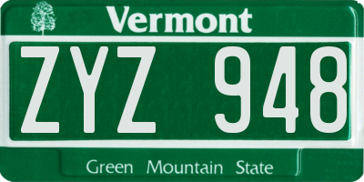 VT license plate ZYZ948