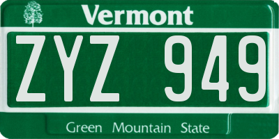 VT license plate ZYZ949