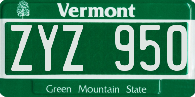 VT license plate ZYZ950