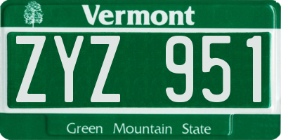 VT license plate ZYZ951
