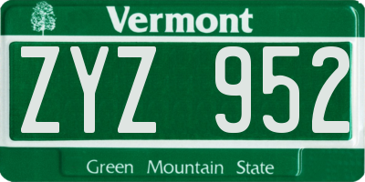 VT license plate ZYZ952