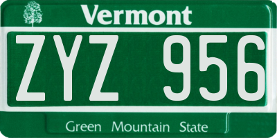 VT license plate ZYZ956