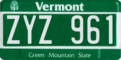 VT license plate ZYZ961