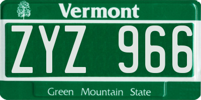 VT license plate ZYZ966