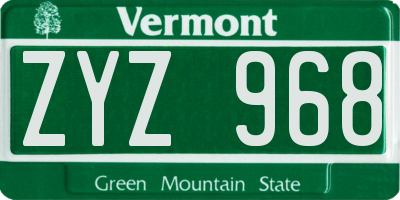 VT license plate ZYZ968