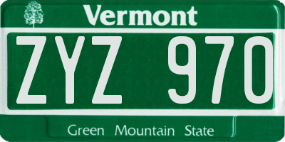 VT license plate ZYZ970
