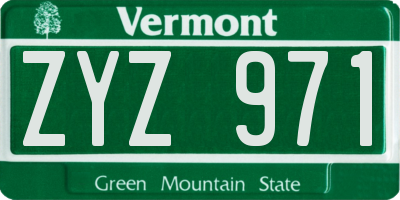 VT license plate ZYZ971
