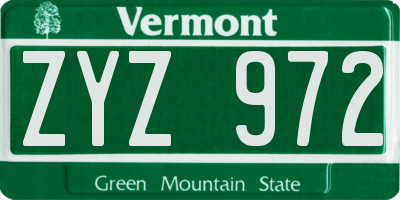 VT license plate ZYZ972
