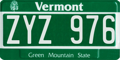 VT license plate ZYZ976