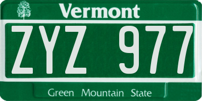 VT license plate ZYZ977