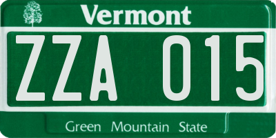 VT license plate ZZA015
