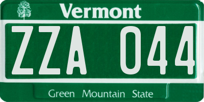 VT license plate ZZA044