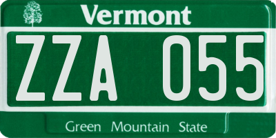 VT license plate ZZA055