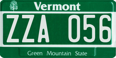 VT license plate ZZA056
